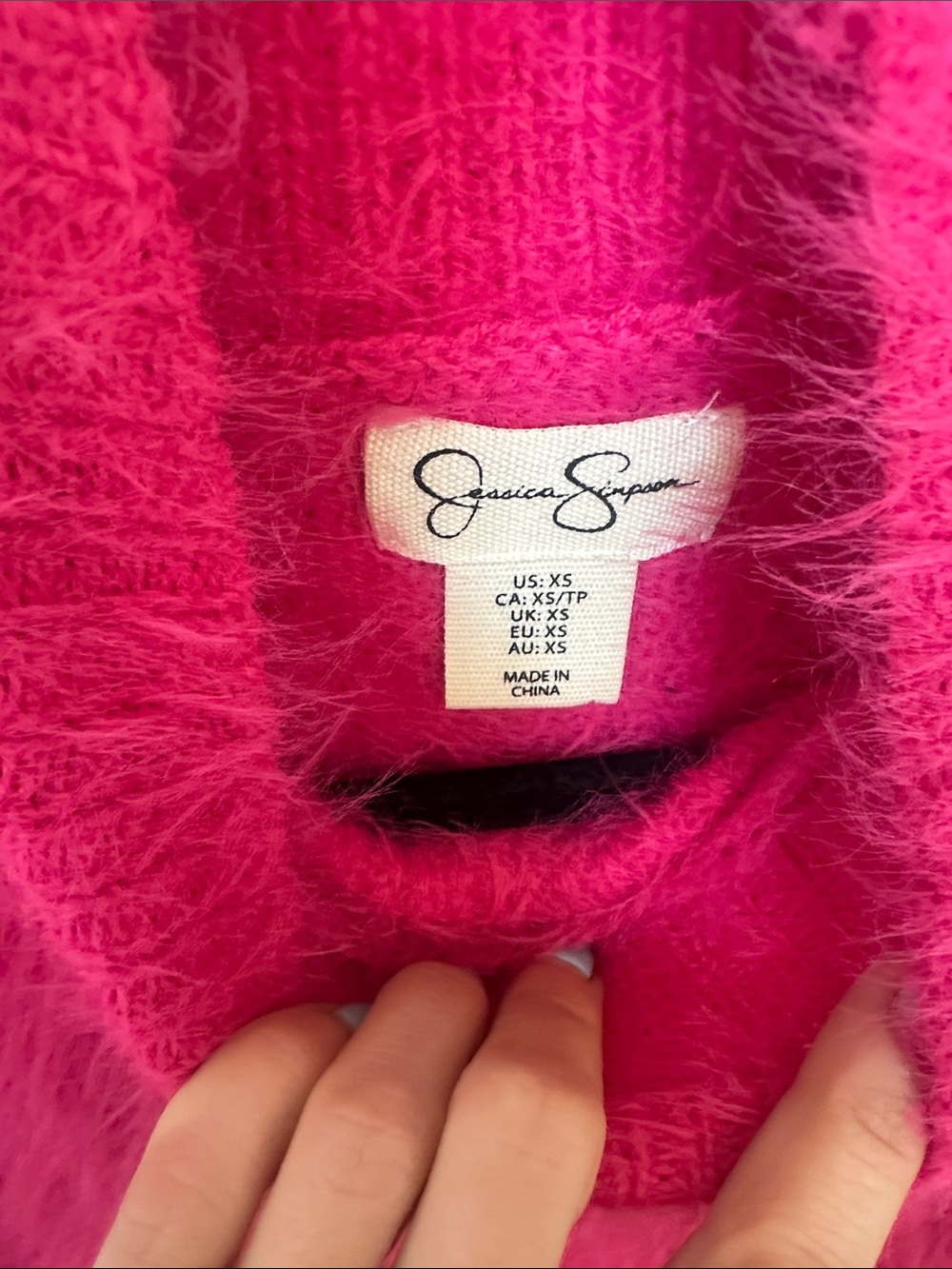 Jessica Simpson Hot Pink Fuzzy Sleeveless Turtleneck Vest